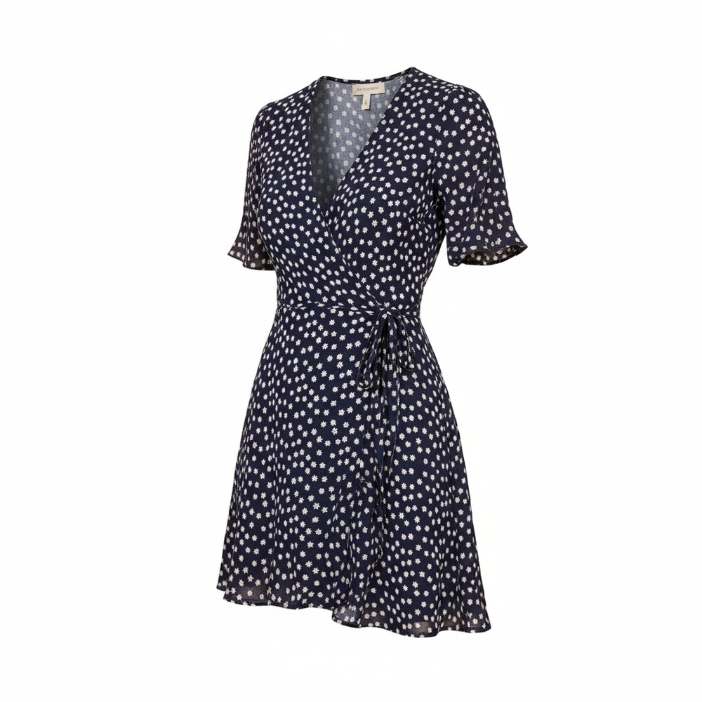 Women's Navy Polka Dot Wrap Dress